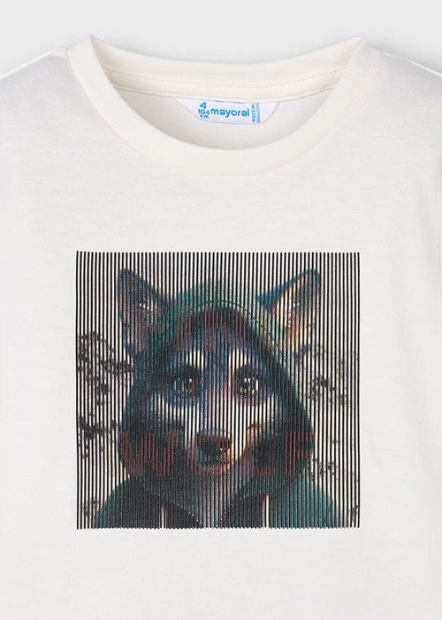Boys White Wolf Graphic Long Sleeve T-Shirt