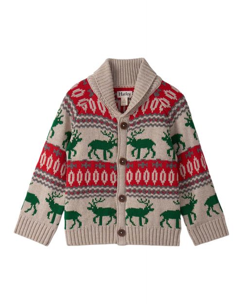 Boys Winter Elk Knit Shawl Cardigan