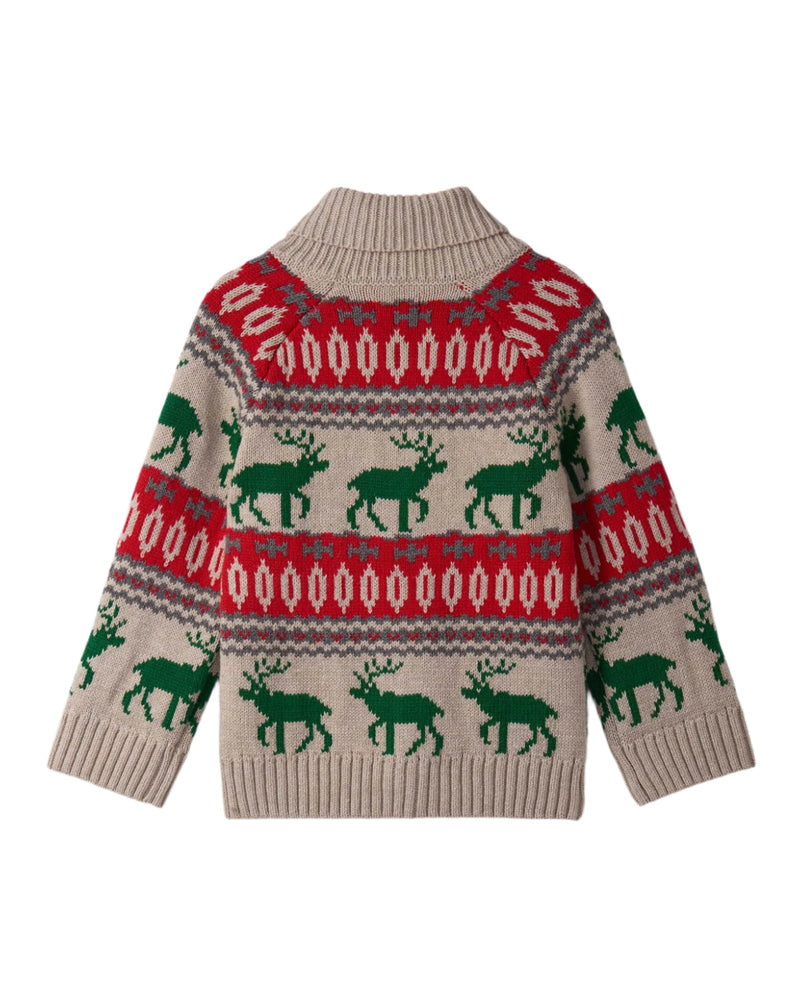 Boys Winter Elk Knit Shawl Cardigan