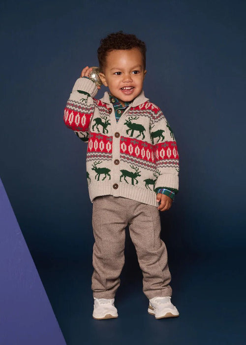 Boys Winter Elk Knit Shawl Cardigan