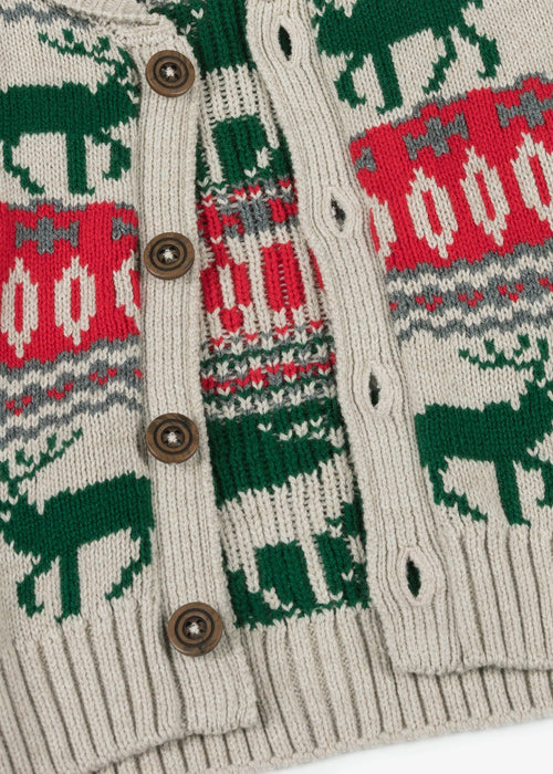 Boys Winter Elk Knit Shawl Cardigan