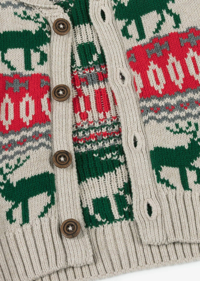 Boys Winter Elk Knit Shawl Cardigan