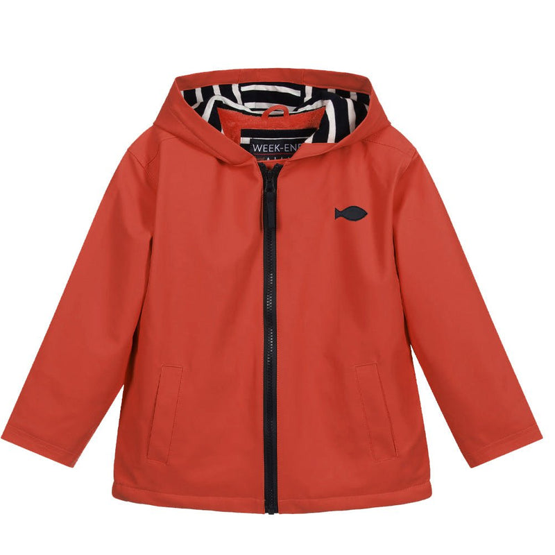 Brick Red Waterproof Fleece - Lined Raincoat