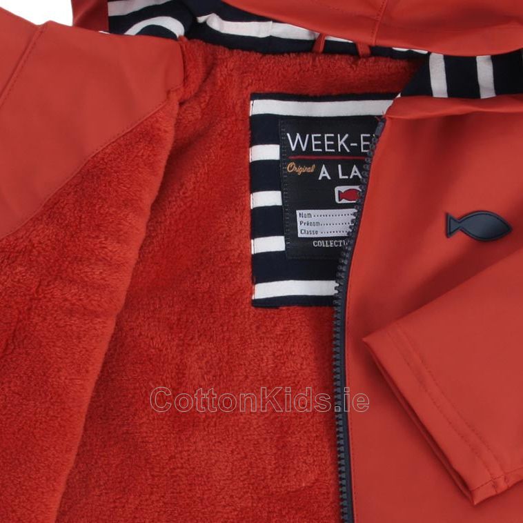 Brick Red Waterproof Fleece - Lined Raincoat