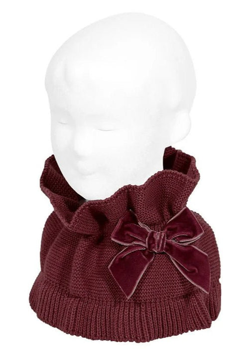 BURGUNDY Girls Scarf with Velvet Bow