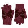 BURGUNDY Gloves with Giant Velvet Bow