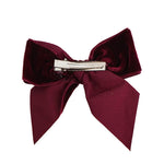 BURGUNDY Velvet Hair Clip With Bow (10cm) (Condor)