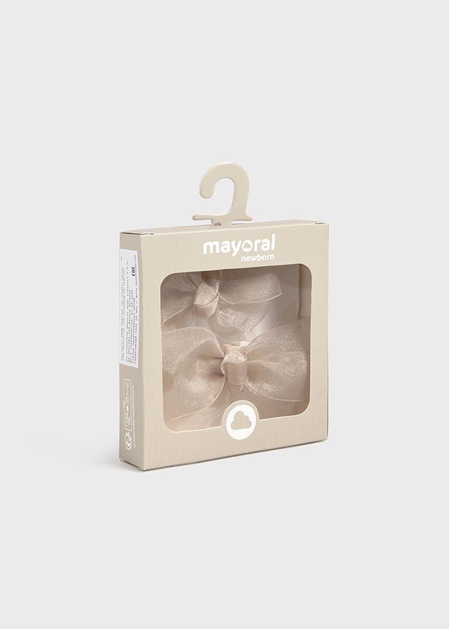 Champagne Lace Organza Headband & Clip Set