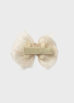 Champagne Lace Organza Headband & Clip Set