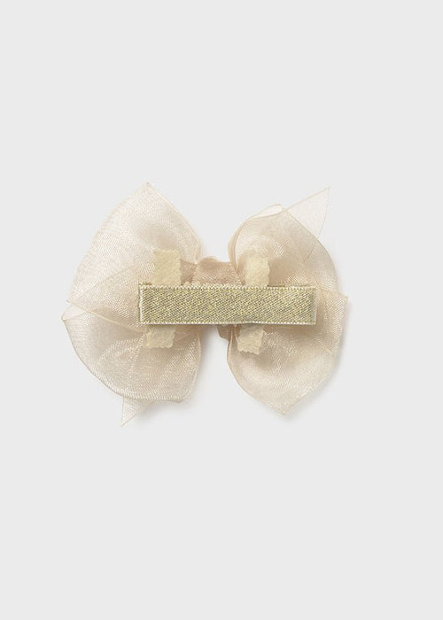 Champagne Lace Organza Headband & Clip Set