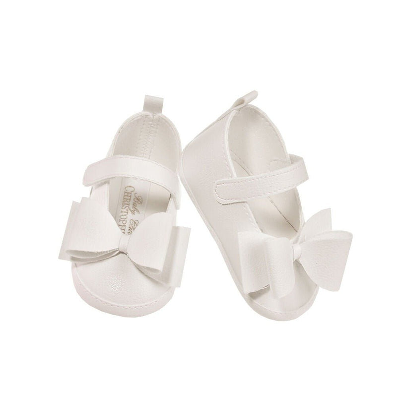 CREAM Baby Girl Leather Christening Booties with Bow - CottonKids.ie - Booties - Baby (12-18 mth) - Baby (3-6 mth) - Baby (6-9 mth)