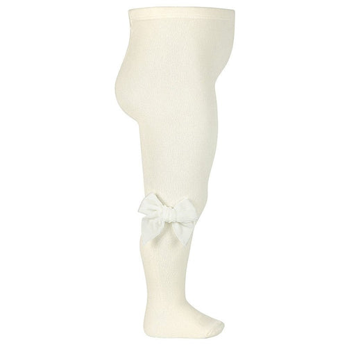 CREAM Cotton Tights With Side Velvet Bow