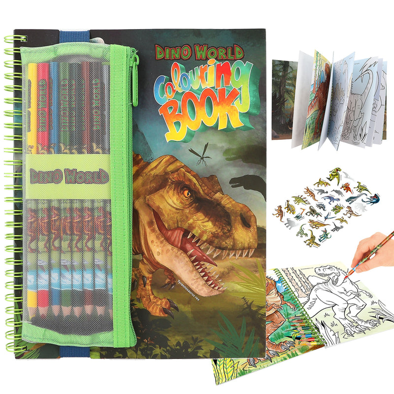 Dino World Colouring Book with Colouring Pencils