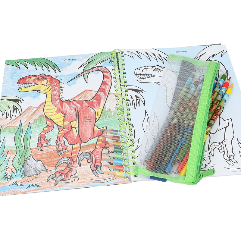 Dino World Colouring Book with Colouring Pencils