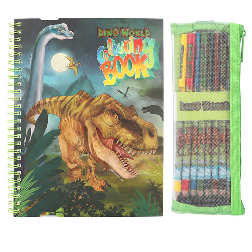 Dino World Colouring Book with Colouring Pencils