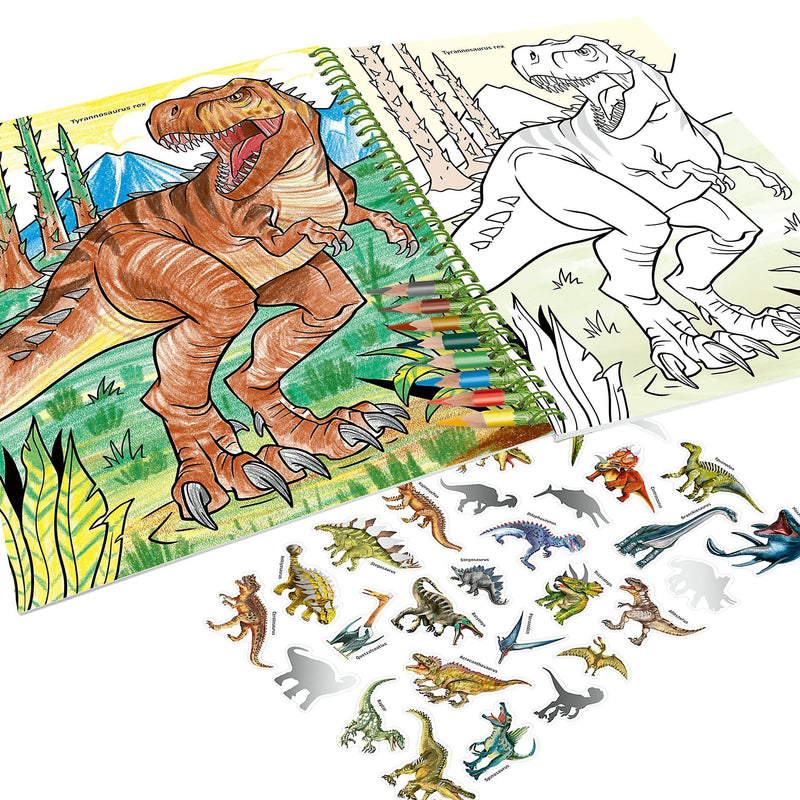 Dino World Colouring Book with Colouring Pencils