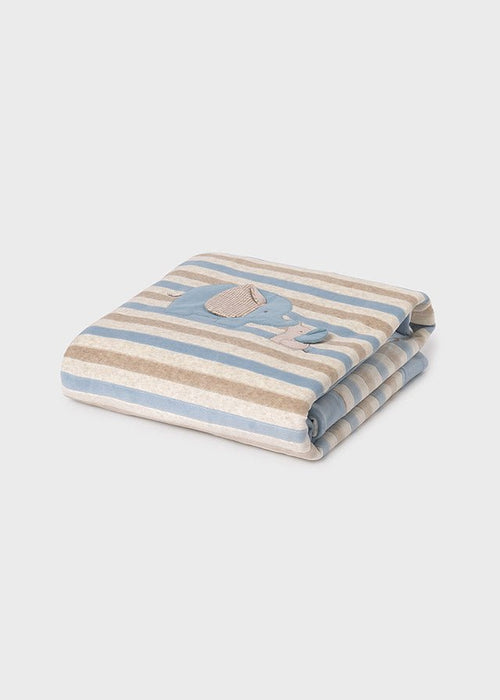 Elephant Embroidered Striped Baby Blanket (Mayoral)