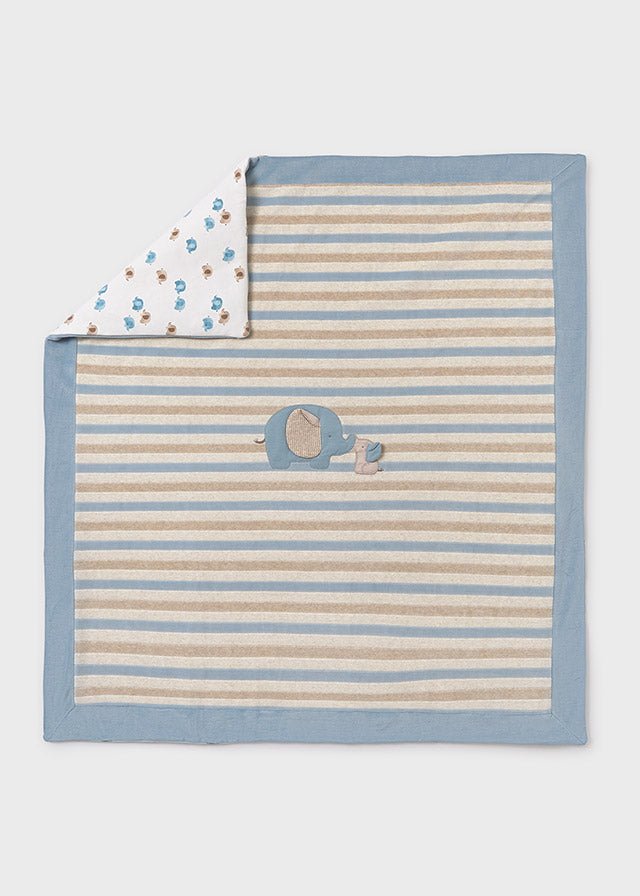 Elephant Embroidered Striped Baby Blanket (Mayoral)