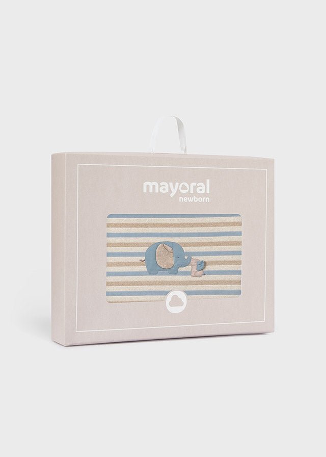 Elephant Embroidered Striped Baby Blanket (Mayoral)