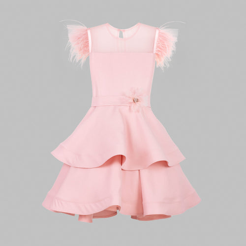 Feather-Trimmed Formal Dress for Girls - Three Colors, Pre-Order Exclusive - CottonKids.ie - 11-12 year - 13-14 year - 3 year