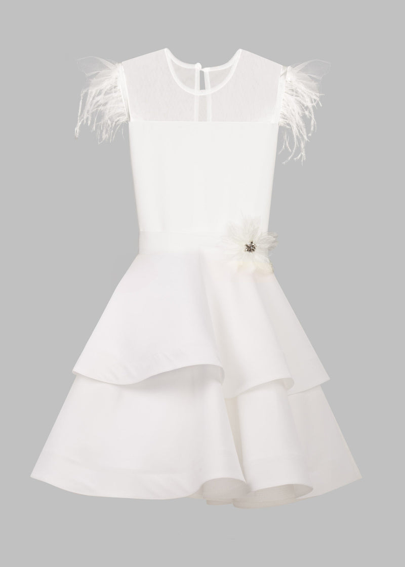 Feather-Trimmed Formal Dress for Girls - Three Colors, Pre-Order Exclusive - CottonKids.ie - 11-12 year - 13-14 year - 3 year