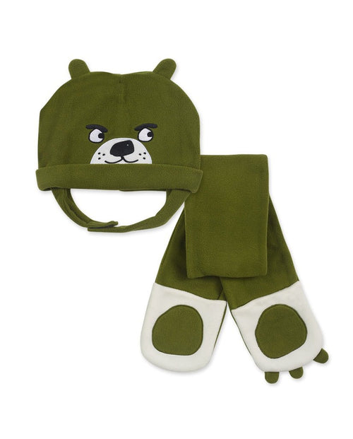 Fleece Hat & Scarf Boy Khaki Green (Tuc Tuc)