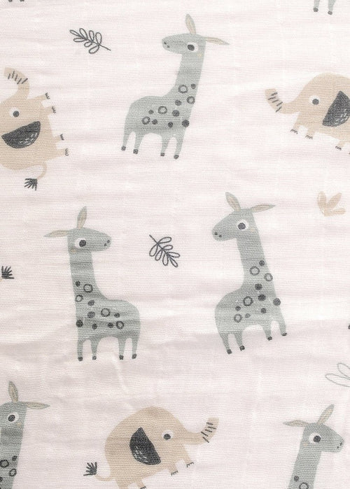Giraffe & Elephant Baby Swaddle Blanket - (120 x 120 cm)