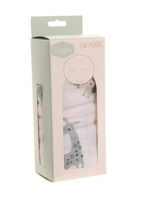 Giraffe & Elephant Baby Swaddle Blanket - (120 x 120 cm)