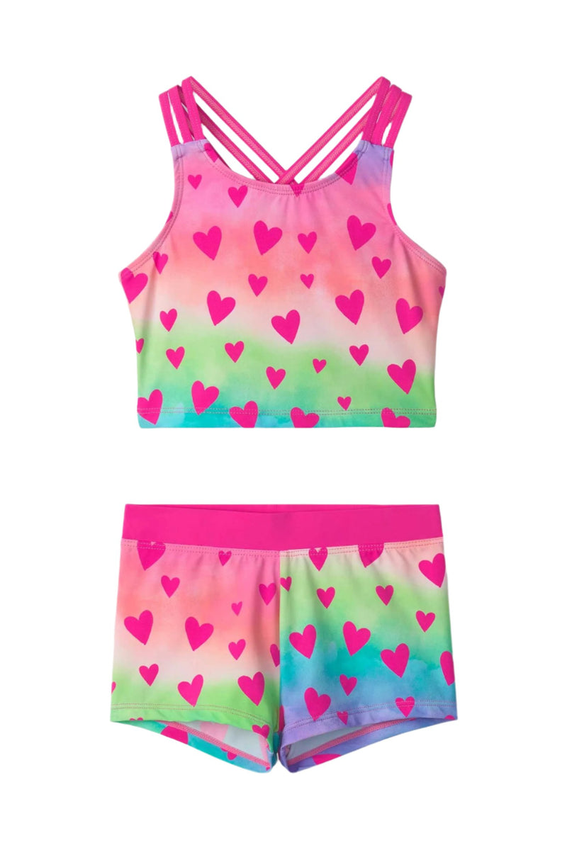 Girl Kaleidoscope Hearts Two - Piece Short Swimsuit