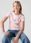 Girl Pink Ribbed Logo Raglan Top