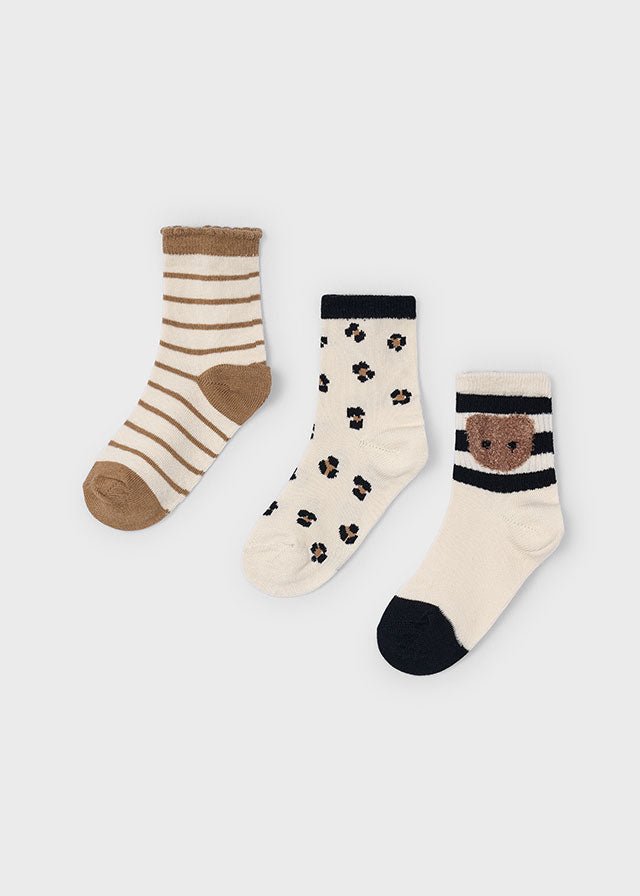 Girls 3 - Pack Animal & Stripe Socks