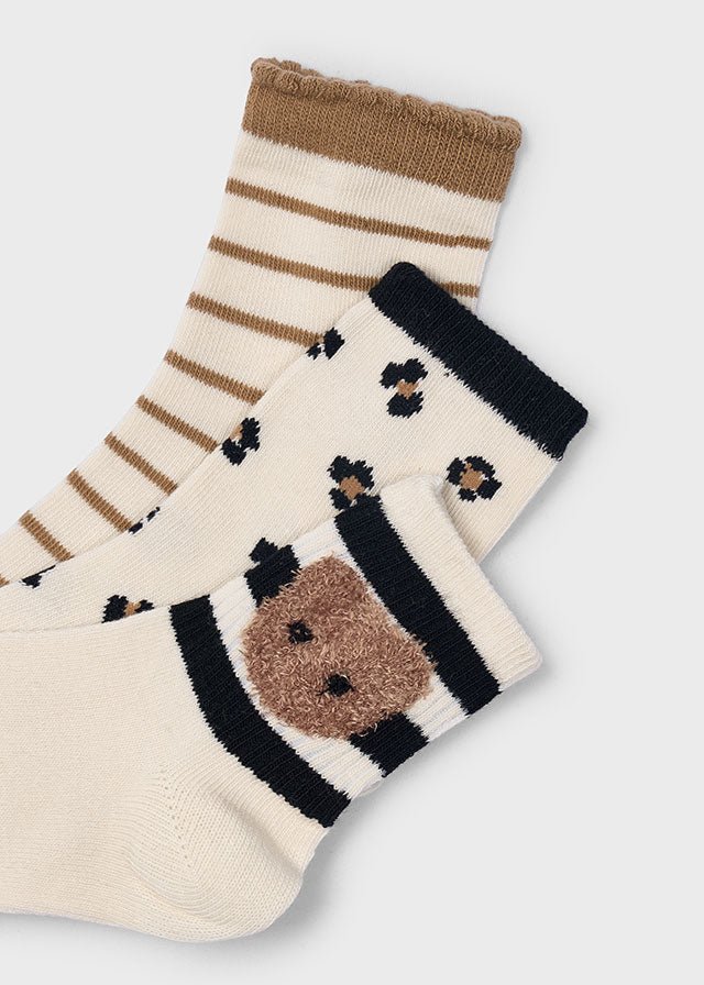 Girls 3 - Pack Animal & Stripe Socks
