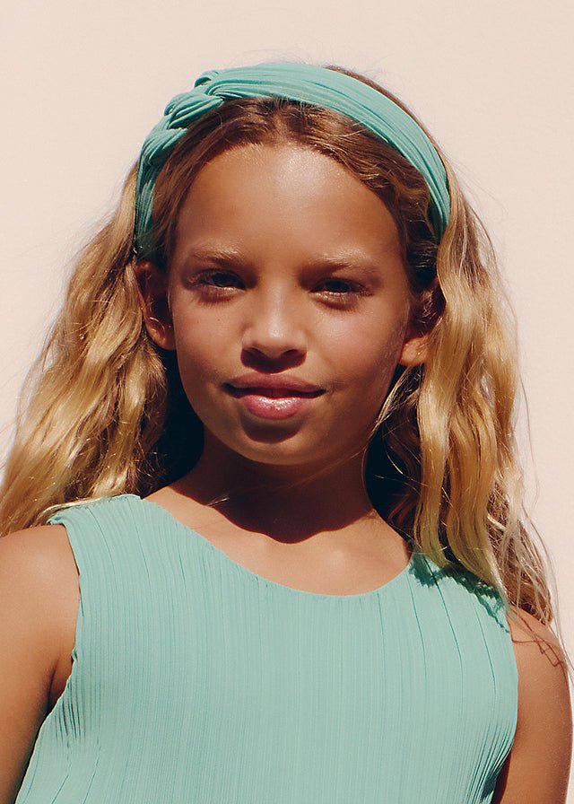 Girls Aqua Green Gauze Twist Headband