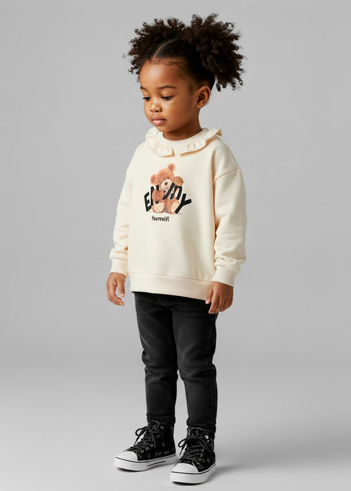Girls Teddy Bear Ruffle Sweatshirt