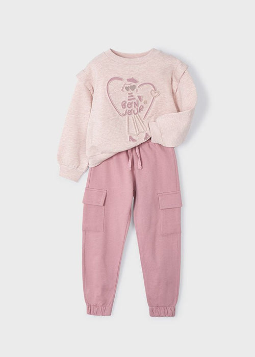 Girls' Beige and Pink Tracksuit Set (Mayoral)