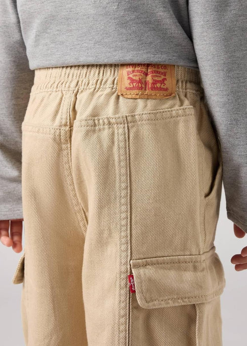 Girls Beige Cotton Baggy Cargo Trousers