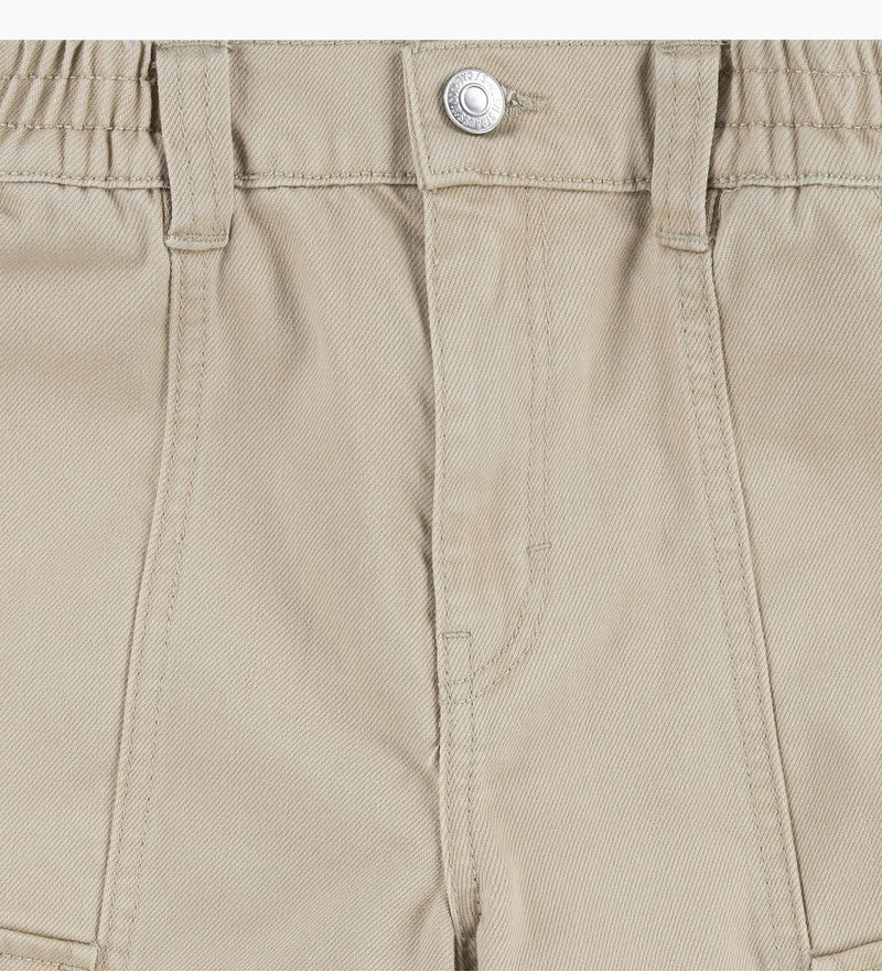 Girls Beige Cotton Baggy Cargo Trousers