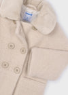 Girls Beige Knitted Faux Fur Coat
