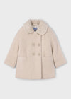 Girls Beige Knitted Faux Fur Coat