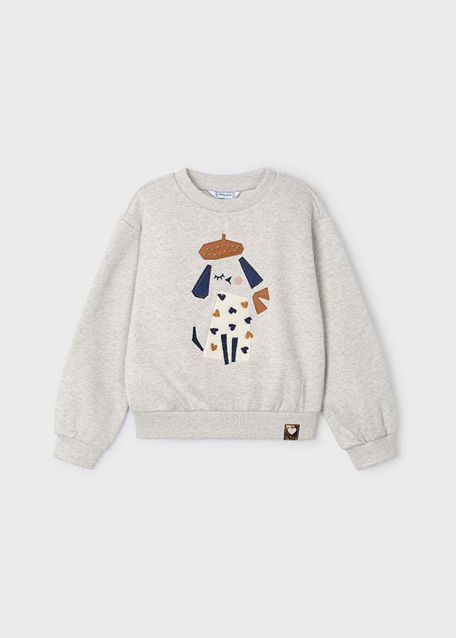 Girls Beige Marl Sparkly Sweatshirt (Mayoral)