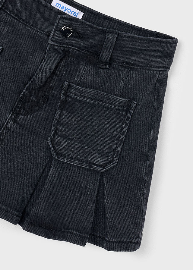 Girls Black Denim Skirt