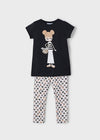 Girls Black Doll T-Shirt & Legging Set