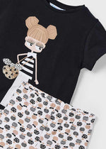 Girls Black Doll T-Shirt & Legging Set