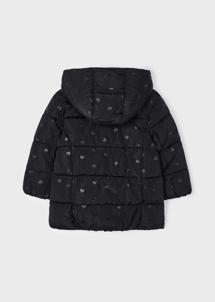 Girls Black Heart Puffer Coat (mayoral)