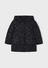 Girls Black Heart Puffer Coat (mayoral)