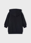 Girls Black Hoodie Dress with Teddy Motif