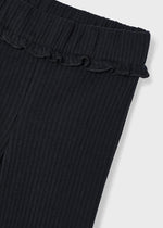 Girls Black Rib Knit Flare Leggings