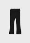 Girls Black Rib Knit Flare Leggings