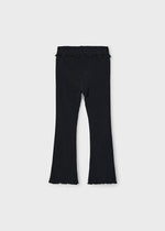 Girls Black Rib Knit Flare Leggings