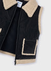 Girls Black Sherpa - Trim Vest
